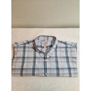 Harbor Bay Shirt Mens 5XL Gray Plaid Short Sleeve Preppy Business Work Summer